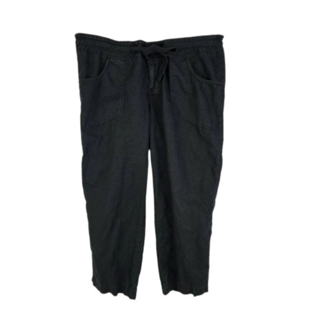 Express Women’s Linen Blend Wide Leg Crop Pants Drawstring Size 12